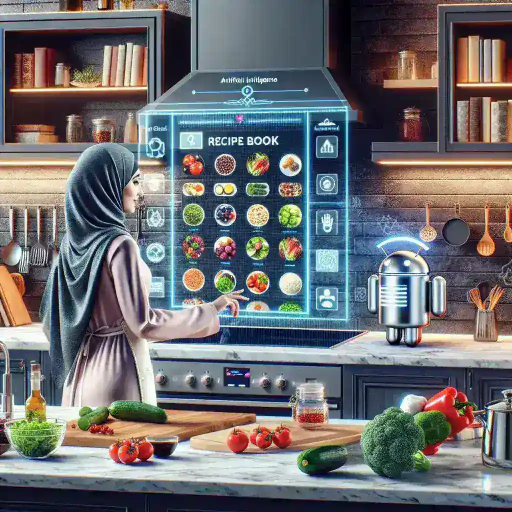 "Samsung AI-powered kitchen assistant showcasing smart recipe generation features on a modern kitchen counter"