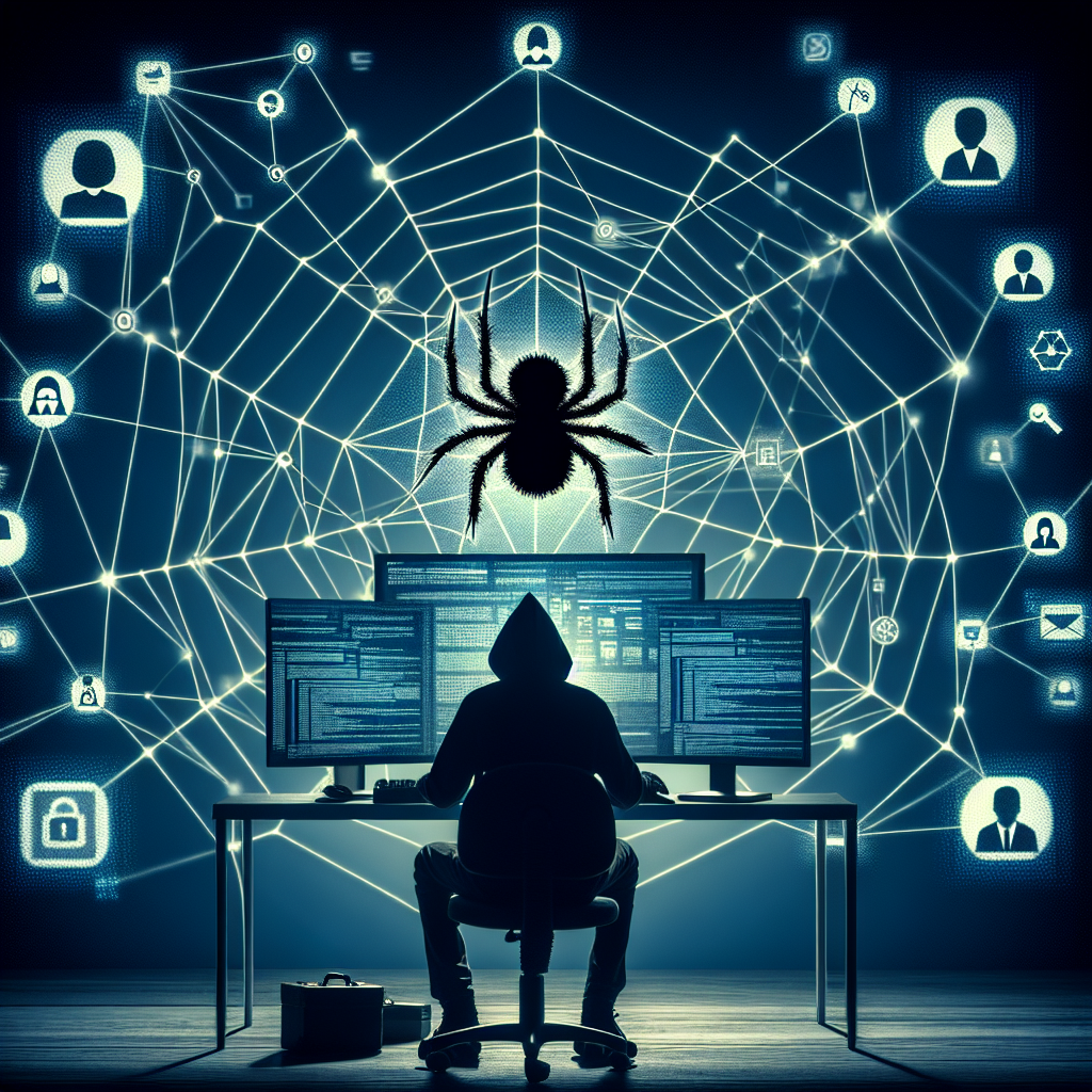 "An illustration of social engineering tactics used by hackers to manipulate individuals, featuring a hacker interacting with a victim through digital communication channels, showcasing techniques like phishing and impersonation to gain trust."