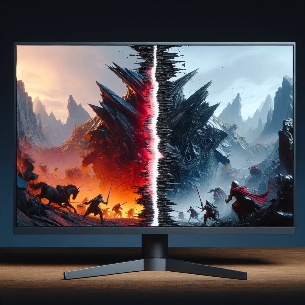 What is screen tearing and how can it be fixed on an LCD monitor?