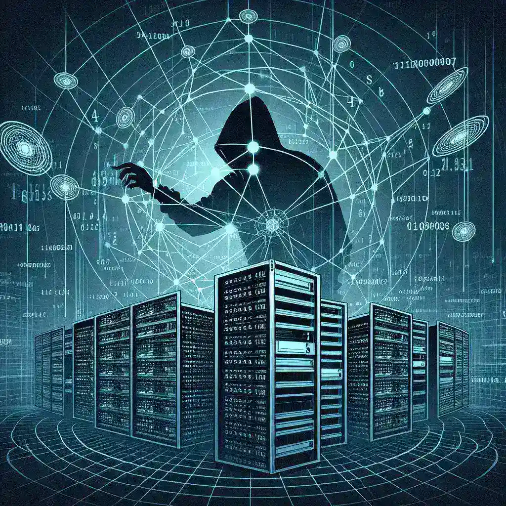 "Diagram illustrating common vulnerabilities in web servers exploited by hackers, including SQL injection, cross-site scripting, and insecure configurations."