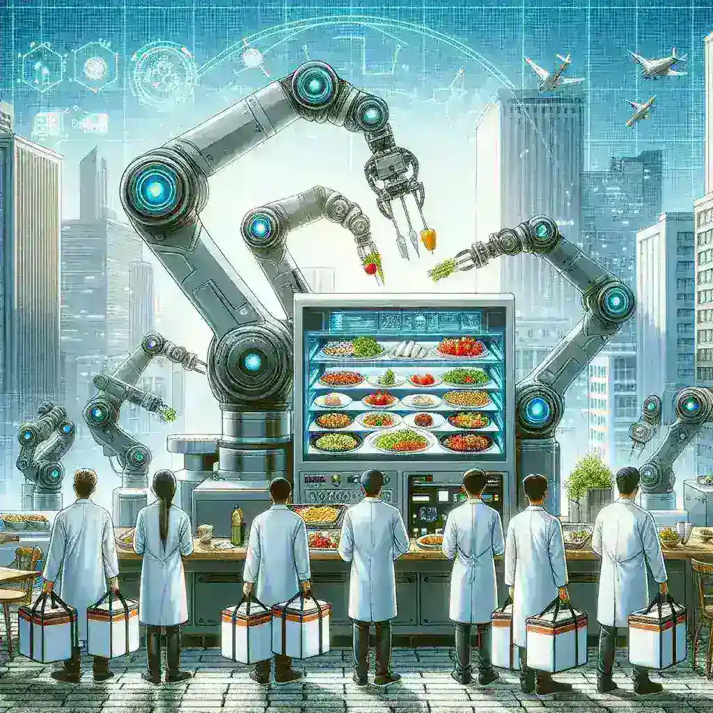 "Robotic kitchen technology used in Uber Eats partnerships, showcasing automated food preparation process for enhanced delivery efficiency in the U.S."